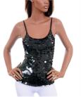 Black Sequined Thin Strap Top